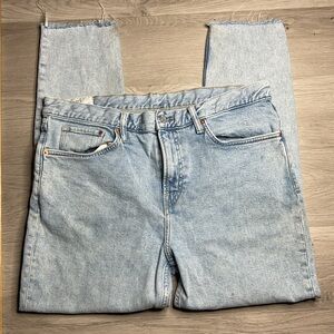 Denim by H&M Jeans Mens Size 36/32‎ Slim Fit Cropped DIY Cut Off Light Denim